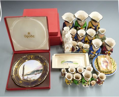 A large collection of Toby jugs including Devonmoor, Kelsboro, Royal Doulton tiny jug, five cased limited edition Spode 'Grea