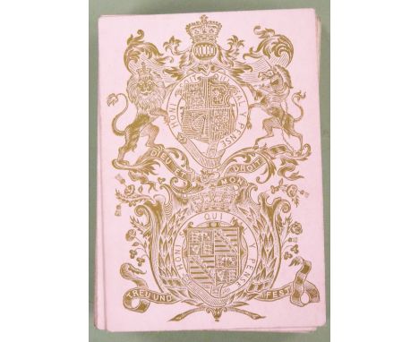 De La Rue &amp; Co. pack of playing cards with old frizzle ace, single ended court cards and pink royal coat of arms backs