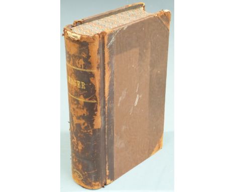 Leather bound ledger account book by Harvey &amp; Healing of Cheltenham, unused with approx 1000 pages &amp; index, bound in 