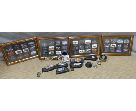 A quantity of Harley Davidson models, pen knives, prints, pocket watch, pen, Zippo lighter, advertising items and toys&nbsp;