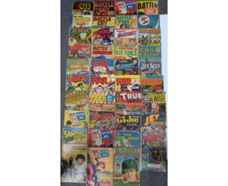 Forty vintage war, fighting and military comics including US Fighting Men, Real Heroes, War, Battle Squadron, Don Winslow of 