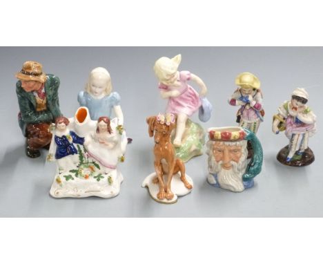 Collection of ceramics including Royal Doulton 'Poacher' and&nbsp;'Alice', Royal Worcester 'March', continental and Staffords