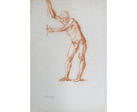 Dennis William Dring (1904-1990): Sketch of standing male leaning, signed to lower edge, 38 x 27cm