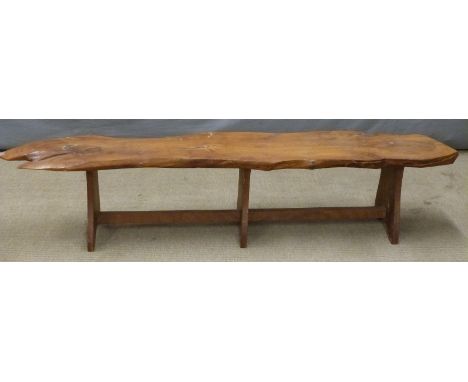 A naturistically styled yew bench, W170 x D32 x H35cm&nbsp;