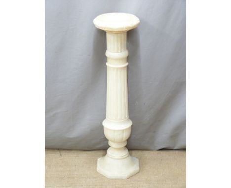 An alabaster jardinière stand in the form of an architectural column, diam 25cm H94cm&nbsp;