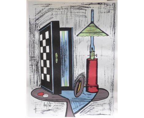 Bernard Buffet lithograph 'Game Table', 61cm x 46cm.