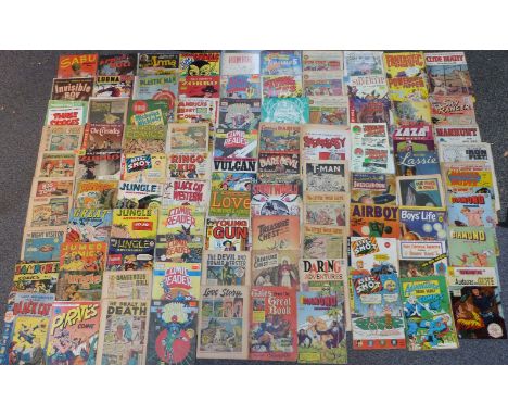 Ninety-one various vintage comics including Sabu, Frank Buck, Lorna, Invisible Boy, Three Stooges, Metal Men, Zorro, Big Shot