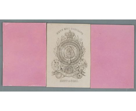 Hunt &amp; Sons pack of playing cards with old frizzle ace, single ended court cards and pink backs