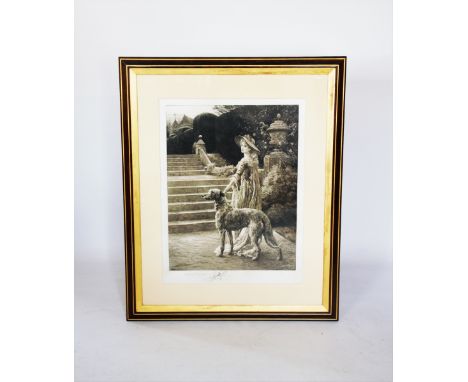 After Herbert Dicksee (1862-1942), Drypoint etching on paper, 'Goodbye', Signed in pencil to lower margin, 75cm x 56cm, Frame