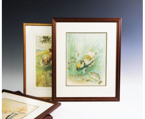 After G. Vernon Stokes (1873-1954), Set of eight colour prints on paper, Humorous studies of the artist's bulldog 'Blobbs', 2