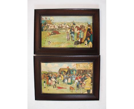After Cecil Aldin (1870-1935) Pair of colour prints on paper, 'The Blue Market Races', 36.5cm x 58.5cm, Framed and glazed (2)