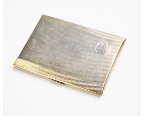 A silver cigarette case, Birmingham 1935, with engine turned decoration, monogrammed ?FAA?, 12.5cm x 9cm, gross weight 170.9g