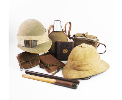 An assortment of 19th century and later Indian and African British Military campaign kit, to include, a Thomas Townend & Co p