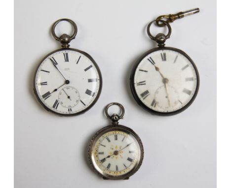 A Baume Geneve open face pocket watch, early 20th century, the white metal case enclosing a circular white enamel face with b