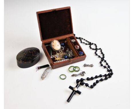 A selection of 19th century and later, French paste set and costume jewellery, to include; an Art Deco paste set brooch and f