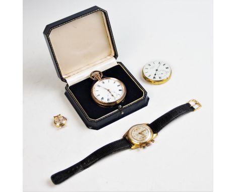 A Novelia 17 Jewels chronometer wristwatch, the dial with batons and Arabic numerals and two subsidiary dials, attached strap