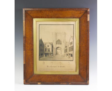 English School, 19th century, The East Gate in Chester, Engraved by 'F. Wettenhall Delin', Within mahogany frame, 55cm x 47cm