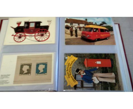 Postcards-A collection in an album of cards on a postal theme includes Southwold Railway  Pillar boxes, post vans etc an inte