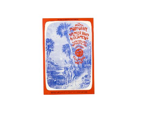Moby Grape Poster, David Singer designed Poster for Mox Grape gig at Fillmore West in 1971 - 'Noble Savage' sketch with Vibra