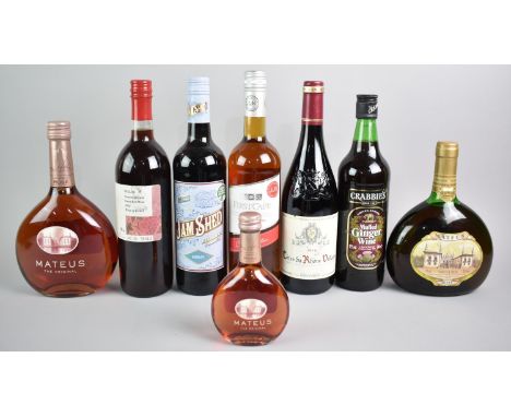 A Collection of Various Red and Rose Wines together with a Bottle of Ginger Wine