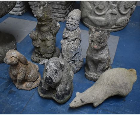 A Collection of Six Reconstituted Stone Garden Ornaments