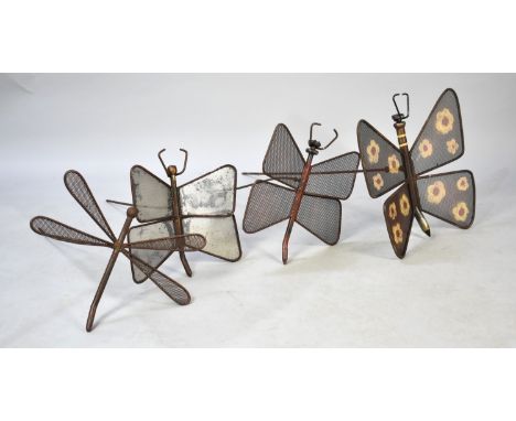 A Collection of Four Late 20th Century Metal Garden Ornaments in the Form of Damselflies, The Largest with 51cms Wingspan