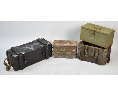 A Collection of Four Vintage Military Ammunition Boxes