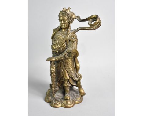 A Heavy Bronze Figure Depicting Skanda, A Devoted Guardian of Buddhist Monasteries, 19cms High