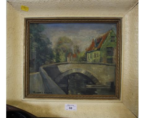 M. Van Loocke Bridges over canals, a pair Oil on canvas 23cm x 28cm (2)