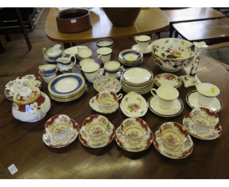 A Coalport Hong Kong pattern bowl and candlestick, Royal Albert Canterbury pattern tea service, Crown Staffordshire tea servi