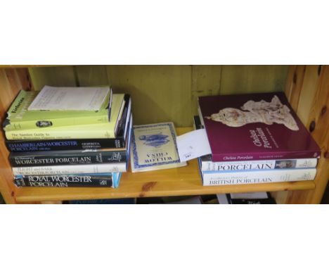 Books: various volumes on antique British porcelain, including Chamberlain-Worcester Porcelain by Geoffrey Godden, Chelsea Po