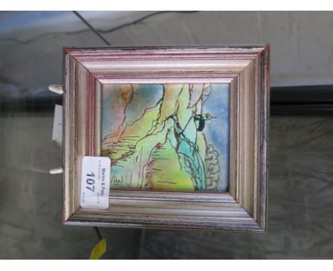 Brenda Salmon C.G.C.E. 'Evening' Miniature enamel on copper, monogrammed 9cm x 8cm