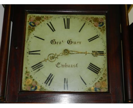 George Gurr, Bewhurst. A late George III mahogany long case clock, the case with moulded cornice above a pair of column suppo