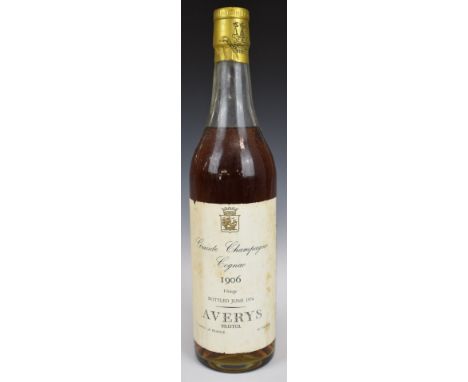 Averys Grande Champagne Cognac 1906 vintage, bottled in June 1974, 65% proof&nbsp;