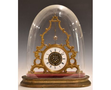 Brevette of Paris&nbsp;19thC exhibition mystery clock, the pierced dial centre with Roman enamelled chapter ring, crown wheel