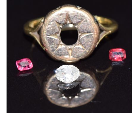 Victorian ring together with an old cut diamond of approximately 0.3ct, 3.1g&nbsp;