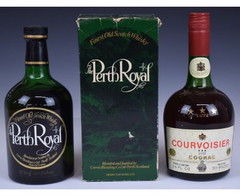 Perth Royal Finest Old Scotch Whisky 26⅔ fl oz, 70% proof in presentation box, together with a Courvoisier Luxe Cognac 24fl o