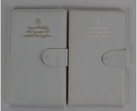 Two 1973 Royal Wedding medallic first day covers for the marriage of Princess Anne and Captain Mark Phillips, John Pinches is