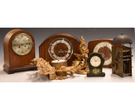 A collection of various mantel clocks etc c1890-1950 to include Le Forestrière famile ormulu style figural example, one, two 