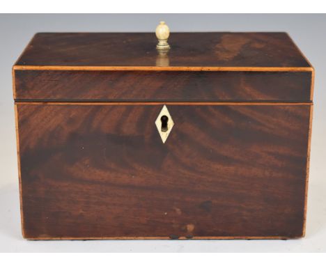 Georgian mahogany two division tea caddy, W19 x D11 x H12cm