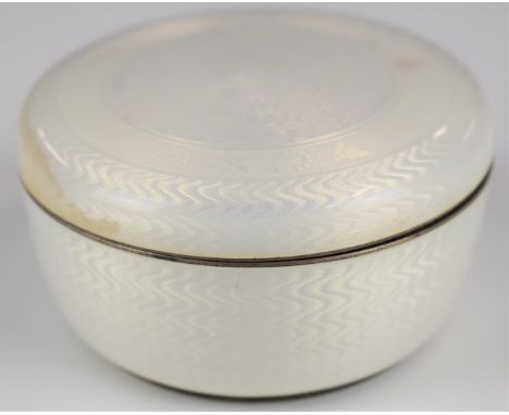 David Andersen for Fabergé silver and cream guilloché enamel lidded pot with gilt wash interior, with David Andersen 925 Norw