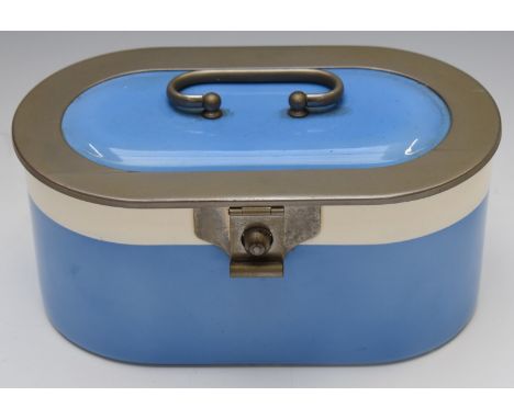 Vintage / retro metal bound lunchbox, with Vienna mark to base, W22 x D13 x H13cm