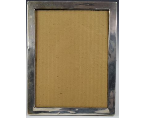 George V hallmarked silver photograph frame to suit 9 x 7 inch photo, with stained wood easel back, Birmingham 1929, maker&nb