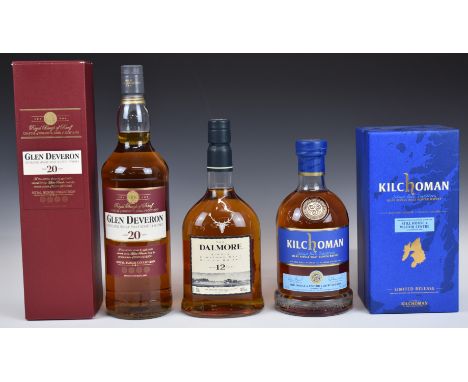 Three bottles of Highland Single Malt Scotch Whisky comprising Glen Deveron aged 20 years, 1ltr, 40% vol, in presentation box
