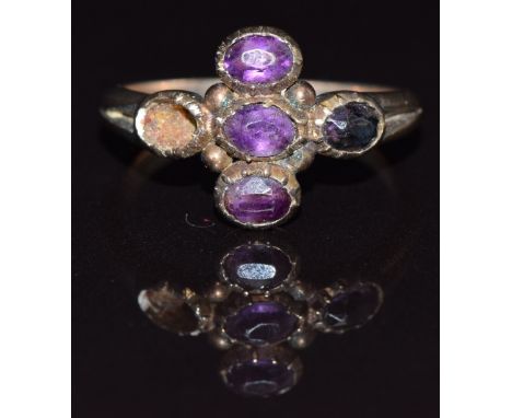 Victorian ring set with amethysts, size M, 2.5g