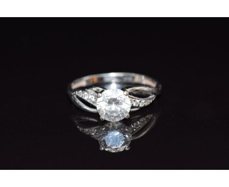 A 9ct white gold ring set with cubic zirconia, size L, 1.7g&nbsp;