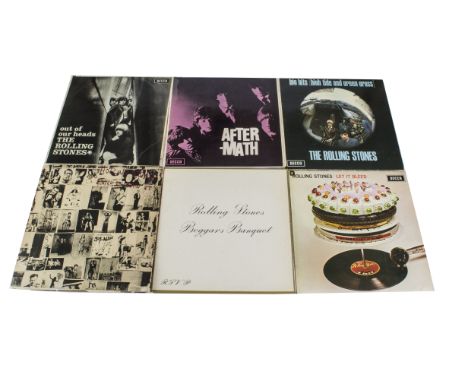 Rolling Stones LPs, six UK Albums comprising Out of Our Heads, Aftermath, Beggar's Banquet, Let It Bleed, Exile on Main Stree