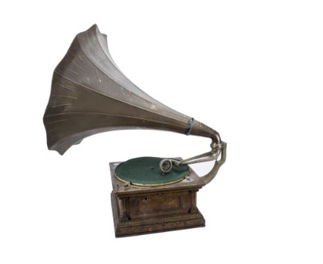 A horn Gramophone, a Senior Monarch by the Gramophone &amp; Typewriter Ltd, with Exhibition soundbox, triple-spring bevel-dri
