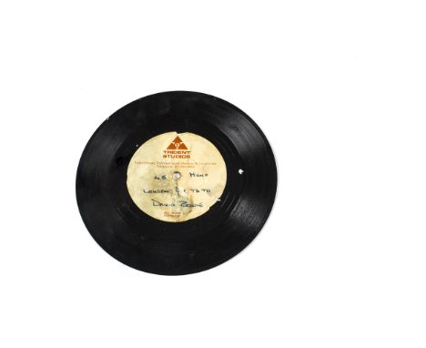 David Bowie Acetate, London Bye Ta Ta - One Sided UK 7" Mono Acetate - Trident Studio labels with written title and artists -