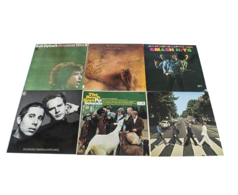 Sixties LPs, twelve albums with artists comprising The Beatles, Beach Boys, Bob Dylan, Simon &amp; Garfunkel, John Lennon, Mo